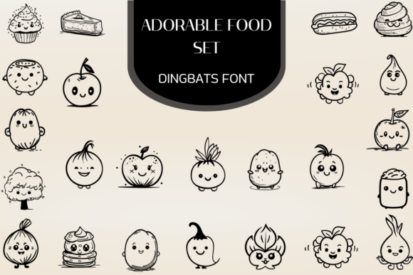 Adorable Food Set: A Cute Font for Creative Brands