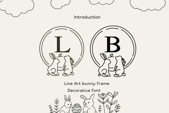 Line Art Bunny Frame Font