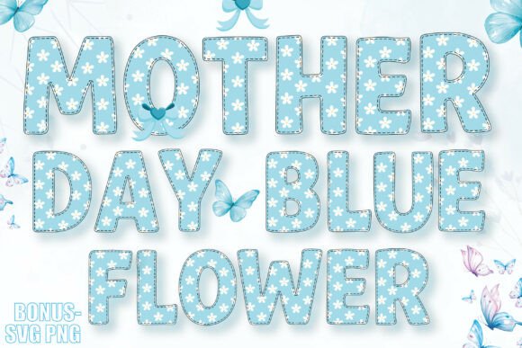 Mother Day Blue Flower Font for Business