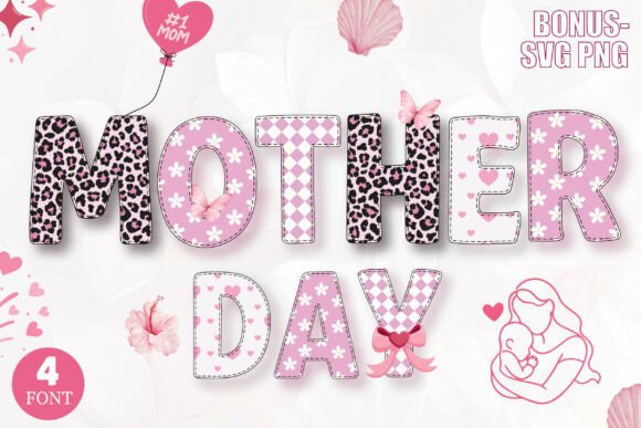 Mother Day Pink Font for Web Design